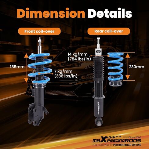 maxpeedingrods Coilover لـ Ford Fusion 2013-2020، لـ Ford Mondeo 2014-2022، مجموعة تعليق Coilovers قابلة للتعديل بـ 24 مستوى، مجموعات خفض مطورة T6 قابلة للتعديل باللون الأزرق in Kuwait