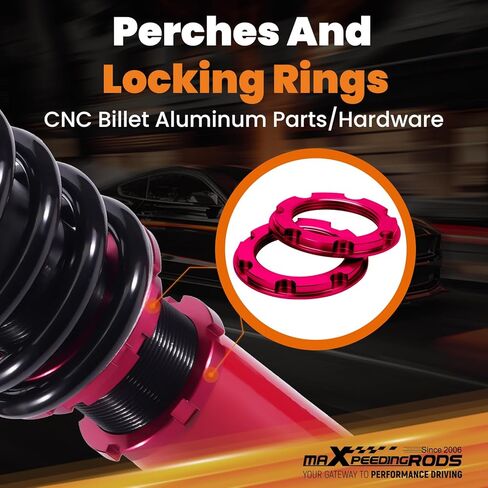 كويلوفيرس maxpeedingrods لسوبارو امبريزا WRX 1992-2000 GC5، GC6، CG7، GC8/GF5، GF6، GF8، مجموعة تعليق كويليفرز قابلة للتعديل 24 مستوى، طقم خفض الارتفاع قابل للتعديل. أحمر in Kuwait