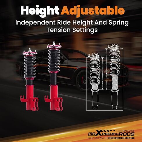 كويلوفيرس maxpeedingrods لسوبارو امبريزا WRX 1992-2000 GC5، GC6، CG7، GC8/GF5، GF6، GF8، مجموعة تعليق كويليفرز قابلة للتعديل 24 مستوى، طقم خفض الارتفاع قابل للتعديل. أحمر in Kuwait