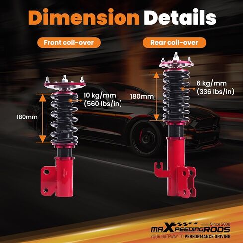 كويلوفيرس maxpeedingrods لسوبارو امبريزا WRX 1992-2000 GC5، GC6، CG7، GC8/GF5، GF6، GF8، مجموعة تعليق كويليفرز قابلة للتعديل 24 مستوى، طقم خفض الارتفاع قابل للتعديل. أحمر in Kuwait