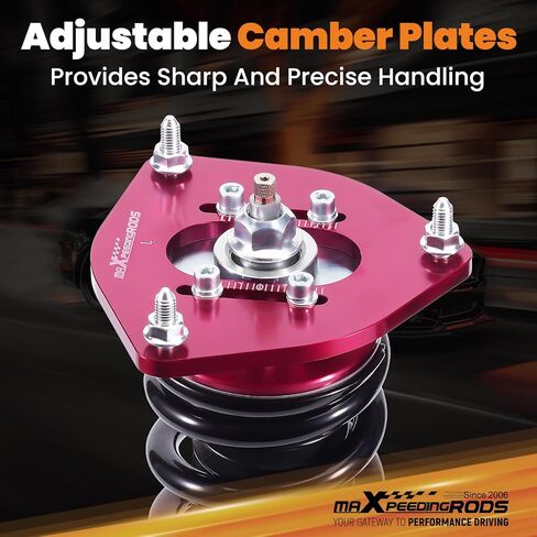 كويلوفيرس maxpeedingrods لسوبارو امبريزا WRX 1992-2000 GC5، GC6، CG7، GC8/GF5، GF6، GF8، مجموعة تعليق كويليفرز قابلة للتعديل 24 مستوى، طقم خفض الارتفاع قابل للتعديل. أحمر in Kuwait