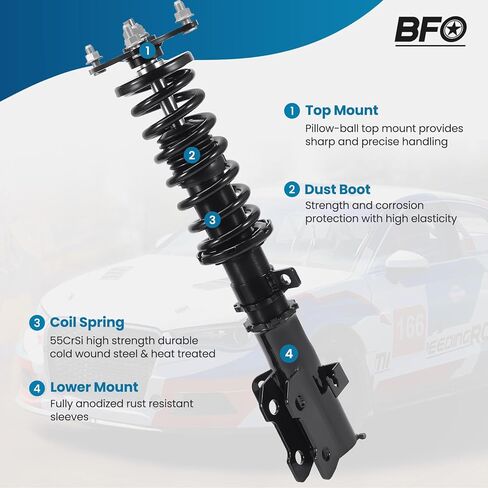 BFO Coilovers for Honda CR-V 2007-2011, Height Adjustable Coilovers Suspension Kit, Preset Damping Shock Absorber Struts, Lowering Kit Black in Saudi Arabia