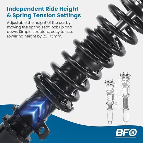 BFO Coilovers for Honda CR-V 2007-2011, Height Adjustable Coilovers Suspension Kit, Preset Damping Shock Absorber Struts, Lowering Kit Black in Saudi Arabia