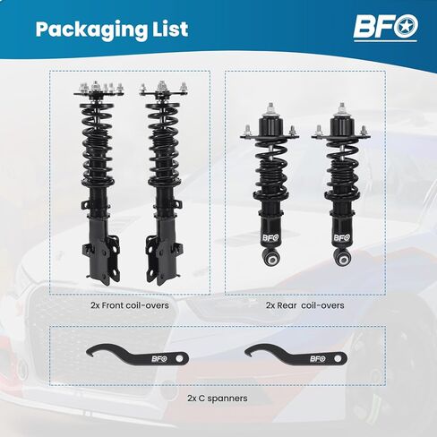 BFO Coilovers for Honda CR-V 2007-2011, Height Adjustable Coilovers Suspension Kit, Preset Damping Shock Absorber Struts, Lowering Kit Black in Saudi Arabia