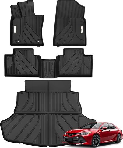 سجادات أرضية YITAMOTOR 2Gen وبطانة شحن تناسب 2025-2026 Toyota Camry LE/SE/XLE/XSE بطانات TPE (تشمل الهجين)، وبطانات أرضية سيارات Camry TPE لجميع الأحوال الجوية وملحقات حصيرة صندوق السيارة، أسود in Kuwait