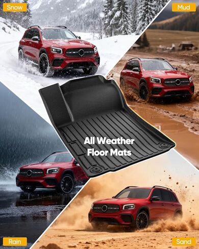 All Weather Floor Mats & Upper Cargo Liner for Mercedes Benz GLB 2026 2025 2024 2023 2022 2021 2020, Heavy Duty Custom Fit for GLB 250 Front 2nd Row, Non-Slip Black Car Accessories in Saudi Arabia