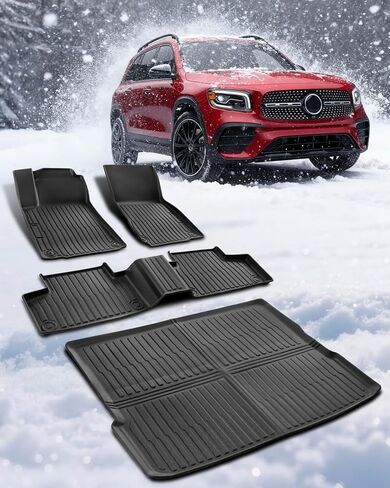 All Weather Floor Mats & Upper Cargo Liner for Mercedes Benz GLB 2026 2025 2024 2023 2022 2021 2020, Heavy Duty Custom Fit for GLB 250 Front 2nd Row, Non-Slip Black Car Accessories in Saudi Arabia