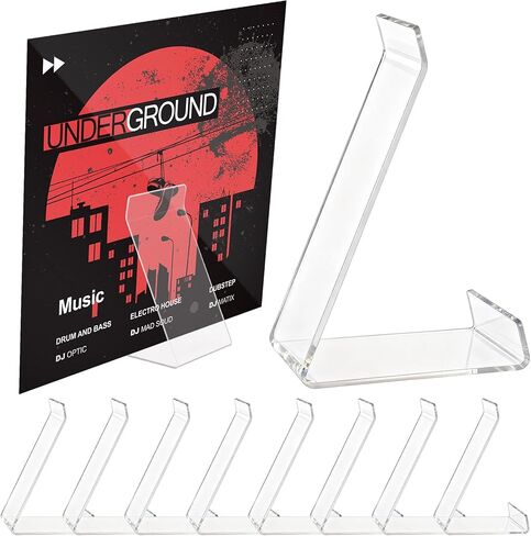 8 Pack Vinyl Record Stand, Acrylic Record Display Stand, Tabletop Now Playing Vinyl Record Holder, Clear in Saudi Arabia