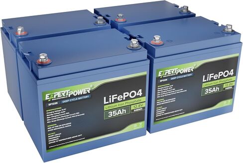 2 Pack ExpertPower 12V 35Ah Lithium LiFePO4 Deep Cycle Rechargeable Battery | 2500-7000 Life Cycles & 10-Year Lifetime | Built-in BMS | Perfect for RV, Solar, Marine, Overland, Off-Grid, Scooter in Kuwait