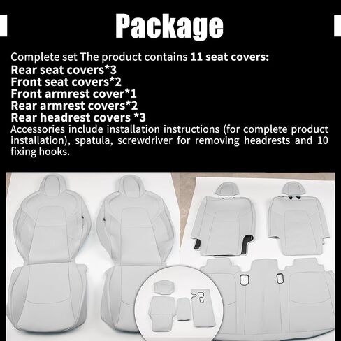 Car Seat Covers for Tesla Model Y seat Cover 2017 2018 2019 2020 2021 2022 2023 2024 Full Set Custom Front & Back Seat Protector Accessories Breathable Easy to Clean White in Kuwait