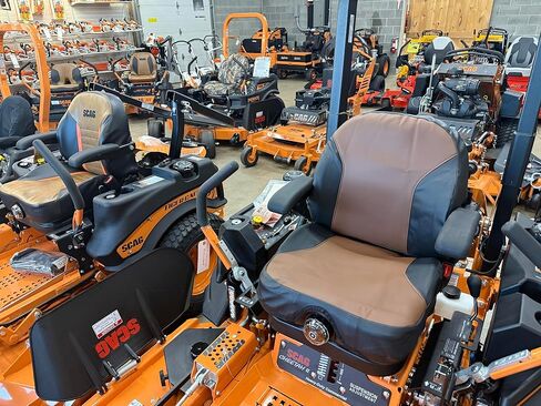 Durafit Seat Covers, Custom Fit Seat Cover and Newer for SCAG Tiger Turf,Tiger Cat Cheetah 11 Zero Turn Mowers in Black and Brown Automotive Vinyl. Knob on Base. Protection, Storage and Style. in Kuwait