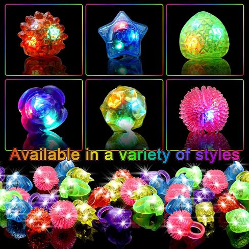 Party Favors 150 Pcs Light Up Rings, Glow In The Dark Party Supplies, 6 Style Flashing Glow In The Dark Rings for Adults & Kids, LED Ring for Birthday Party Favors, Concert, Raves, Halloween,Christmas in Saudi Arabia