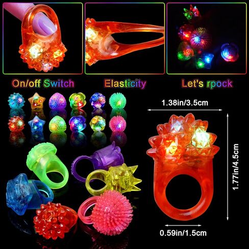 Party Favors 150 Pcs Light Up Rings, Glow In The Dark Party Supplies, 6 Style Flashing Glow In The Dark Rings for Adults & Kids, LED Ring for Birthday Party Favors, Concert, Raves, Halloween,Christmas in Saudi Arabia