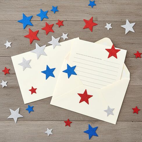 150 PCS Patriotic Foam Star Stickers Self Adhesive Stickers Star Shape Glitter Foam Sticker for 4th of July Decor Kid's Arts Craft Supplies Red White Blue in Kuwait