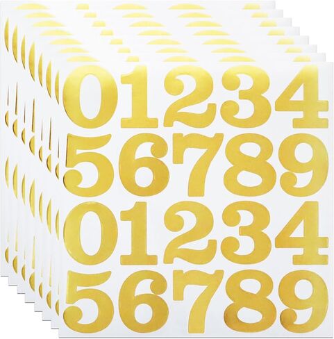 8 Sheets 2 Inch Gold Number Stickers, Adhesive and Waterproof 0-9 Numbers Sticker Decals for Mailbox Inventory Office Classification and Outdoor in Saudi Arabia