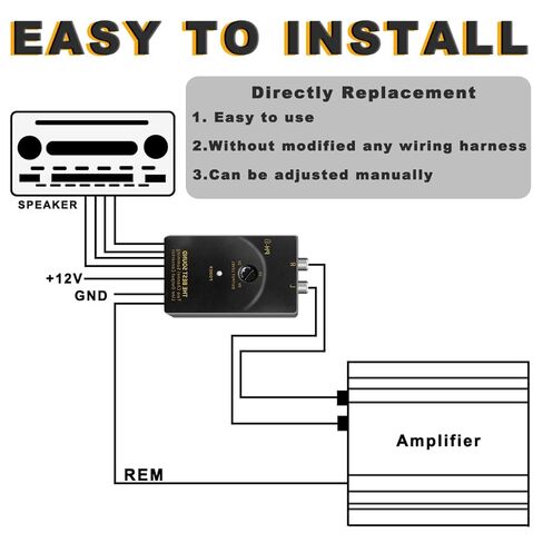 سلك مكبر صوت للسيارة إلى محول إخراج خط RCA بقناتين محول عالي إلى منخفض وظيفة تأخير ستيريو قابلة للتعديل مع سلك التحكم في مضخم الطاقة مع غطاء الأسلاك لاصق فيلم أحمر in Kuwait