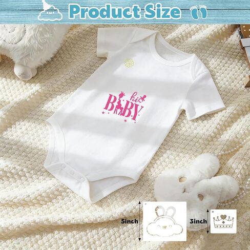 WSICSE 60 Pieces Baby Shower Stencils for Painting, 5x5in & 3x3in Onesie Stencil Mixed Animals Pattern, Reusable Baby Painting Stencils for DIY Baby Bibs Bodysuit Shoes Clothes Decoration in Saudi Arabia