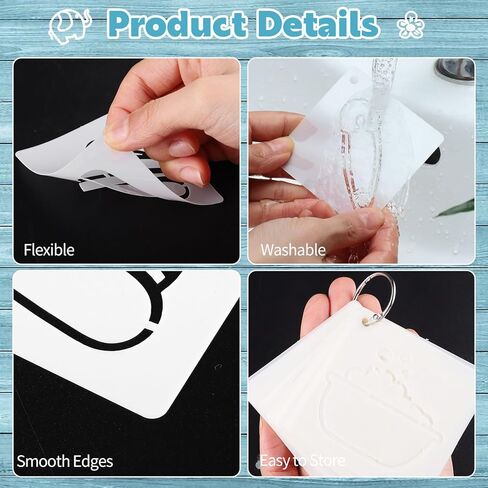 WSICSE 60 Pieces Baby Shower Stencils for Painting, 5x5in & 3x3in Onesie Stencil Mixed Animals Pattern, Reusable Baby Painting Stencils for DIY Baby Bibs Bodysuit Shoes Clothes Decoration in Saudi Arabia