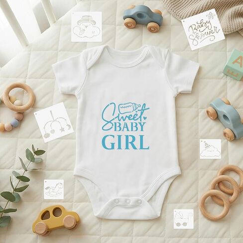 WSICSE 60 Pieces Baby Shower Stencils for Painting, 5x5in & 3x3in Onesie Stencil Mixed Animals Pattern, Reusable Baby Painting Stencils for DIY Baby Bibs Bodysuit Shoes Clothes Decoration in Saudi Arabia
