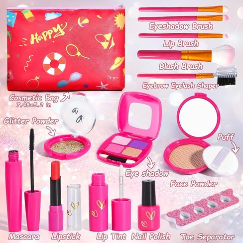 Pretend Makeup Kit for Toddlers 3-5, Kids Play Makeup Set for Girls 3-4-6, Toddler Fake Make Up Toys with Purse, Princess Pretend Play Toy for Little Girls Age 3 4 5 6 Year Old Birthday Gifts in Saudi Arabia