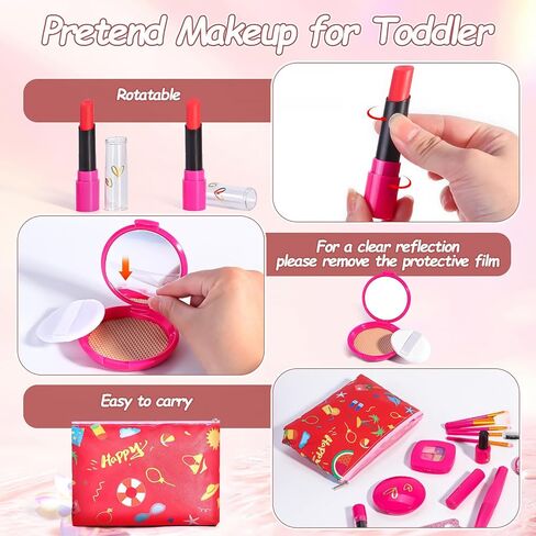 Pretend Makeup Kit for Toddlers 3-5, Kids Play Makeup Set for Girls 3-4-6, Toddler Fake Make Up Toys with Purse, Princess Pretend Play Toy for Little Girls Age 3 4 5 6 Year Old Birthday Gifts in Saudi Arabia