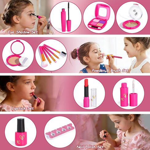 Pretend Makeup Kit for Toddlers 3-5, Kids Play Makeup Set for Girls 3-4-6, Toddler Fake Make Up Toys with Purse, Princess Pretend Play Toy for Little Girls Age 3 4 5 6 Year Old Birthday Gifts in Saudi Arabia