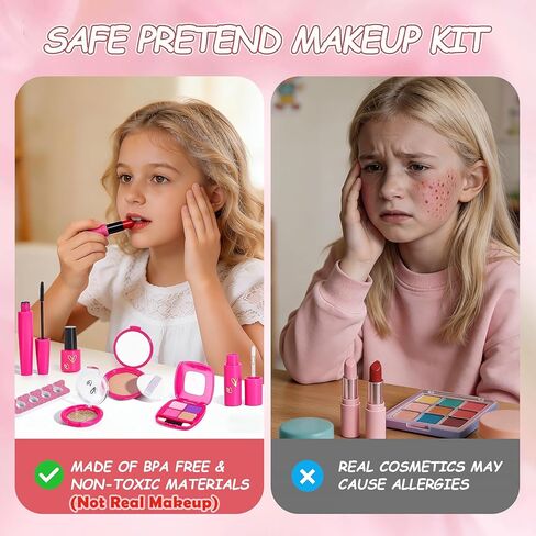 Pretend Makeup Kit for Toddlers 3-5, Kids Play Makeup Set for Girls 3-4-6, Toddler Fake Make Up Toys with Purse, Princess Pretend Play Toy for Little Girls Age 3 4 5 6 Year Old Birthday Gifts in Saudi Arabia
