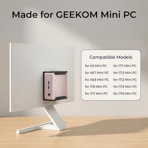 حامل كمبيوتر صغير معدني لـ GEEKOM A5، AE7، AE8، IT8، IT11، IT12، IT3، IT15 Mini PC، Vesa/Wall/Under Desk، لـ GEEKOM Mini PC Wall Mount، سهل التركيب، أسود in Kuwait