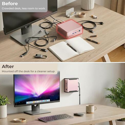 حامل كمبيوتر صغير معدني لـ GEEKOM A5، AE7، AE8، IT8، IT11، IT12، IT3، IT15 Mini PC، Vesa/Wall/Under Desk، لـ GEEKOM Mini PC Wall Mount، سهل التركيب، أسود in Kuwait