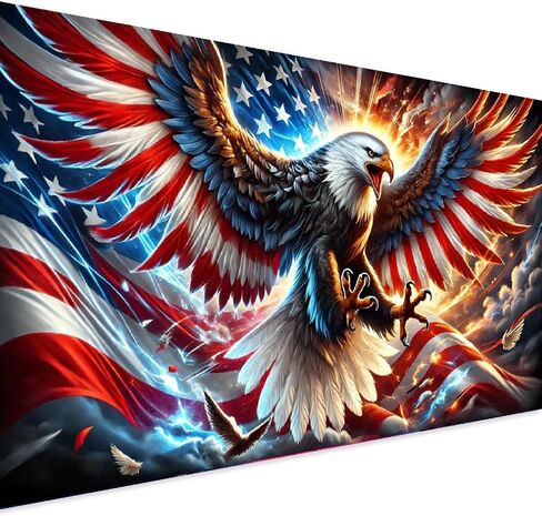 4th of July Eagle American Flag Diamond Art Painting,Large Diamond Painting Kits for Adults,DIY Full Drill Extra Crystal Rhinestone Arts and Crafts,Gem Art For Home Wall Decor 27.5 X 15.7inch in Saudi Arabia