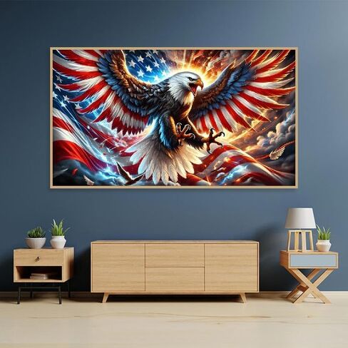 4th of July Eagle American Flag Diamond Art Painting,Large Diamond Painting Kits for Adults,DIY Full Drill Extra Crystal Rhinestone Arts and Crafts,Gem Art For Home Wall Decor 27.5 X 15.7inch in Saudi Arabia