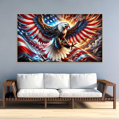 4th of July Eagle American Flag Diamond Art Painting,Large Diamond Painting Kits for Adults,DIY Full Drill Extra Crystal Rhinestone Arts and Crafts,Gem Art For Home Wall Decor 27.5 X 15.7inch in Saudi Arabia