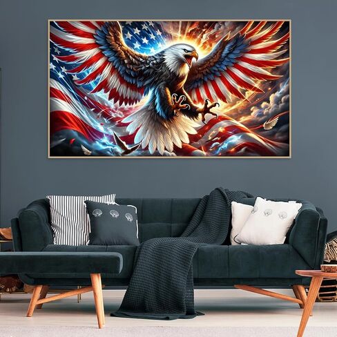 4th of July Eagle American Flag Diamond Art Painting,Large Diamond Painting Kits for Adults,DIY Full Drill Extra Crystal Rhinestone Arts and Crafts,Gem Art For Home Wall Decor 27.5 X 15.7inch in Saudi Arabia