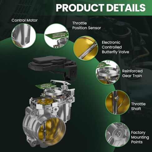 MOCA S20021 Throttle Body w/Position Sensor Compatible with 05-19 for Ford E-350 Super Duty V10 6.8L, 11-19 F53 V10 6.8L, 06-09 Ford F53 V10 6.8L, 07-12 Mustang V8 5.4L in Kuwait