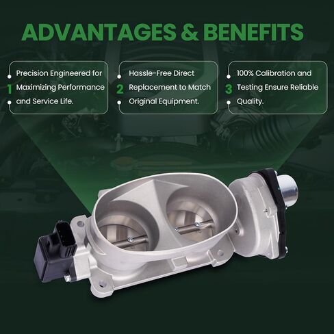 MOCA S20021 Throttle Body w/Position Sensor Compatible with 05-19 for Ford E-350 Super Duty V10 6.8L, 11-19 F53 V10 6.8L, 06-09 Ford F53 V10 6.8L, 07-12 Mustang V8 5.4L in Kuwait