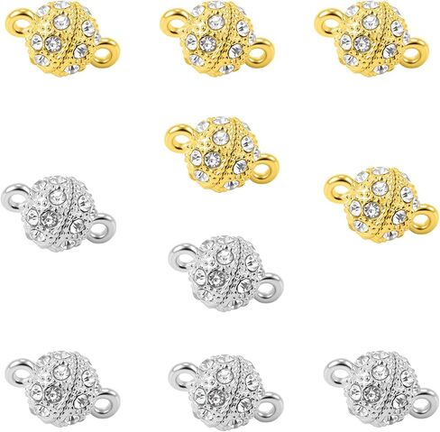 10PCS Magnetic Jewelry Clasps, Crystal Ball Connectors, Magnetic Necklace Clasps and Closures Easy-to-Use for Jewelry Closures (Silver) in Saudi Arabia