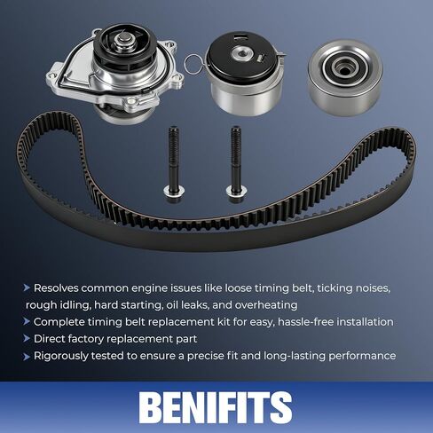 Timing Belt Kit with Water Pump Compatible with Chevy Cruze Sonic Aveo Aveo5 2009-2018 Pontiac G3 2009-2010 Saturn Astra 1.6L 1.8L 2007-2008 Replaces 25195119 24422964 TCKWP338 in Saudi Arabia