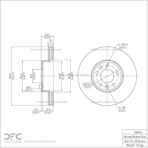 Dynamic Friction Company Front Disc Brake Rotor 600-56016 (1) For 1998-2002 Ford Crown Victoria, 1998-2002 Lincoln Town Car, 1998-2002 Mercury Grand Marquis in Kuwait