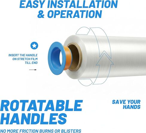 PRO 1000 Stretch Wrap with Rotating Handles, 15 Inch x 1000 Ft 70 Gauge, 4 Rolls, Bonus 4 Inch Mini Rolls & Safety Cutter, Heavy Duty Moving Pallet Film Kit in Saudi Arabia