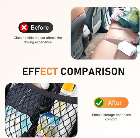 Car Front Seat Organizer, Passenger Seat Elastic Organizer Net with Buckle, Multifunctional Storage Net for Phone, Bottles, Toys, Universal for Cars, Trucks, SUVs (Black) in Kuwait