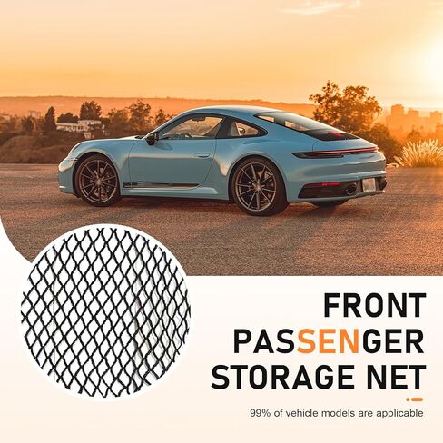 Car Front Seat Organizer, Passenger Seat Elastic Organizer Net with Buckle, Multifunctional Storage Net for Phone, Bottles, Toys, Universal for Cars, Trucks, SUVs (Black) in Kuwait