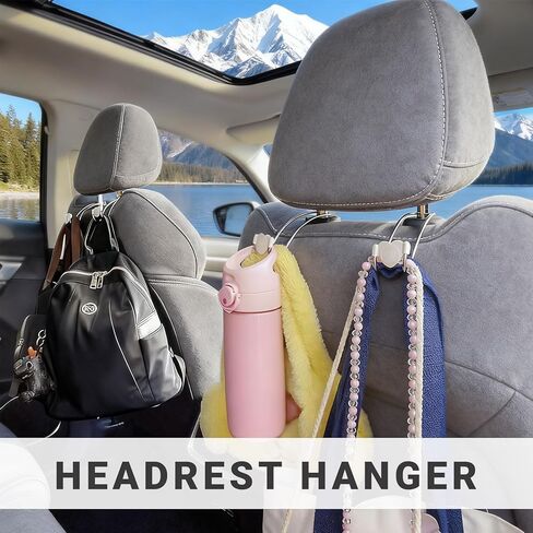 Heavy Duty Car Seat Headrest Hooks for Purse, Backpack Grocery Bags-2 PackMetal Auto Backseat Organizer with Non-Slip Rubber Covers – Multi-Purpose Hanging Hooks for Home, Office & Door in Saudi Arabia