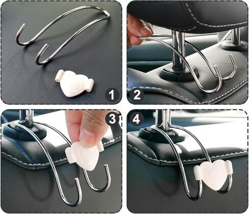 Heavy Duty Car Seat Headrest Hooks for Purse, Backpack Grocery Bags-2 PackMetal Auto Backseat Organizer with Non-Slip Rubber Covers – Multi-Purpose Hanging Hooks for Home, Office & Door in Saudi Arabia