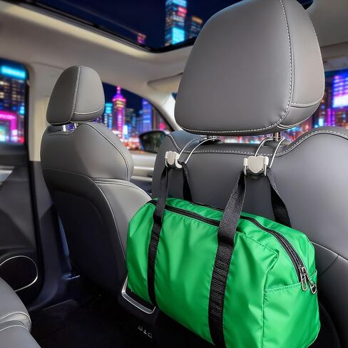 Heavy Duty Car Seat Headrest Hooks for Purse, Backpack Grocery Bags-2 PackMetal Auto Backseat Organizer with Non-Slip Rubber Covers – Multi-Purpose Hanging Hooks for Home, Office & Door in Saudi Arabia
