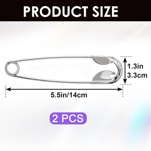 PAGOW 2 Pcs Large Metal French Hair Pin, Silver Oversized Safety Pin Hair Sticks for Women, Funny Decorative Hair Clips Barrettes Buns Accessories for Daily, Party in Kuwait