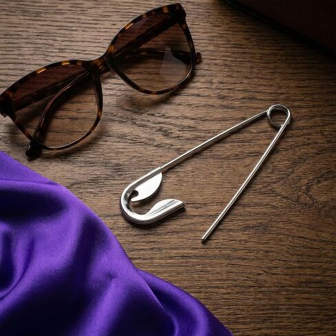 PAGOW 2 Pcs Large Metal French Hair Pin, Silver Oversized Safety Pin Hair Sticks for Women, Funny Decorative Hair Clips Barrettes Buns Accessories for Daily, Party in Kuwait