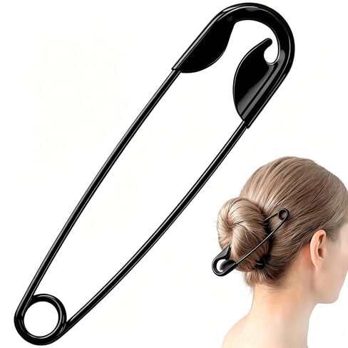 PAGOW 2 Pcs Large Metal French Hair Pin, Silver Oversized Safety Pin Hair Sticks for Women, Funny Decorative Hair Clips Barrettes Buns Accessories for Daily, Party in Kuwait