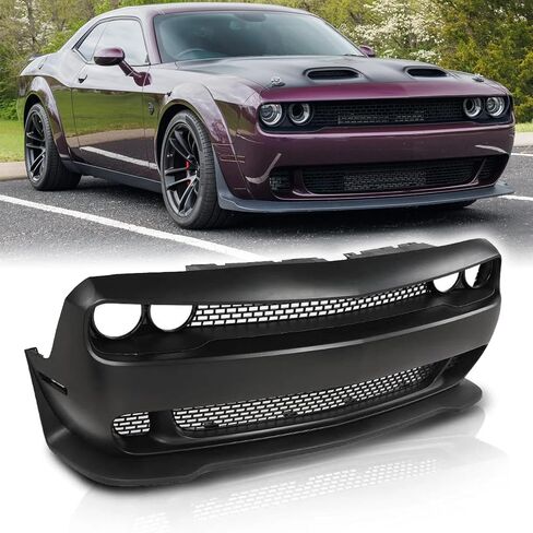 Modified Front Bumper Body Kit Fit For 2015-2023 Dodge Challenger Hellcat Style Full Front Bumper Cover & Grille & Lip & Fog Light Covers Kit Replacement in Kuwait