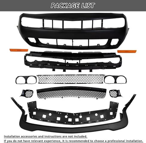 Modified Front Bumper Body Kit Fit For 2015-2023 Dodge Challenger Hellcat Style Full Front Bumper Cover & Grille & Lip & Fog Light Covers Kit Replacement in Kuwait