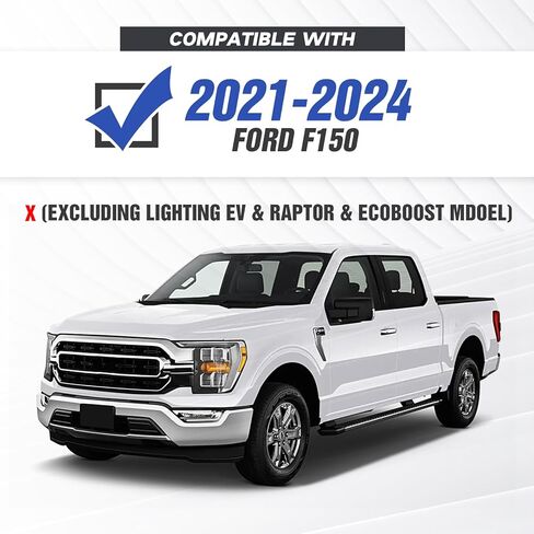 المصد الأمامي والخلفي YZONA متوافق مع 2021-2024 Ford F150 F-150 مع مصابيح LED ولوحة الونش وفتحات المستشعر وقوس لوحة الترخيص والدرع القابل للطلاء والحلقات على شكل حرف D (باستثناء الإضاءة EV وRaptor) in Kuwait